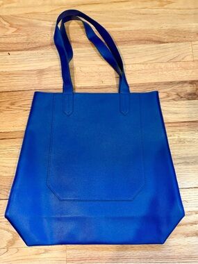 Saks Fifth Avenue bright blue vinyl tote bag